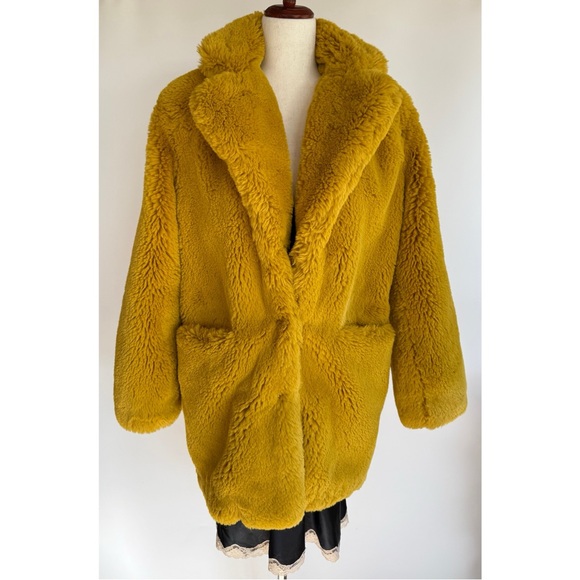 Apparis Faux Fur Jacket Mustard Size Small - Picture 8 of 16